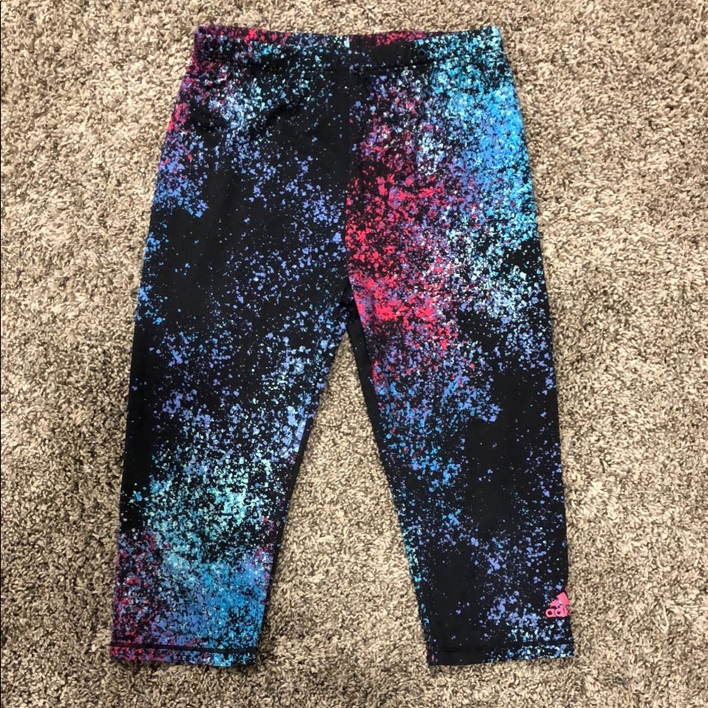 Adidas Kids' Colorful Black, Blue, and Pink Capri Leggings
